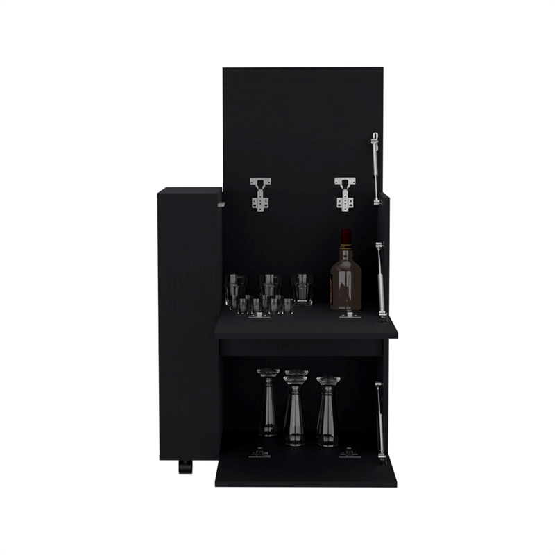 TUHOME GlasgoW Bar Cart  Black Engineered Wood