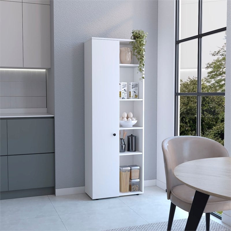 TUHOME Hoyt Multistorage Kitchen Pantry White Manufactured Wood