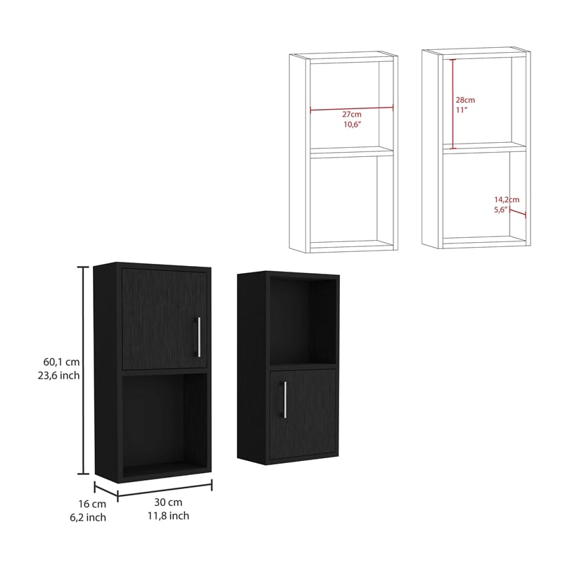 TUHOME Oba Medicine Cabinet Black Engineered Wood