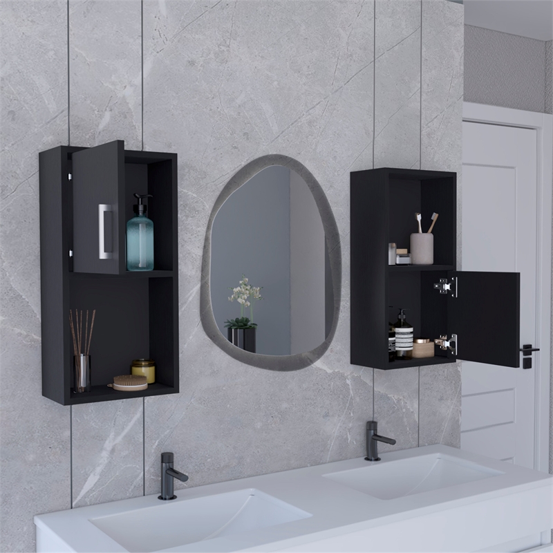 TUHOME Oba Medicine Cabinet Black Engineered Wood