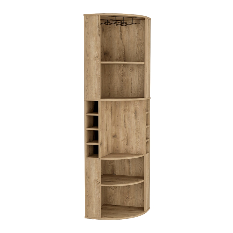 TUHOME Oban Corner Bar Cabinet  Beige Manufactured Wood