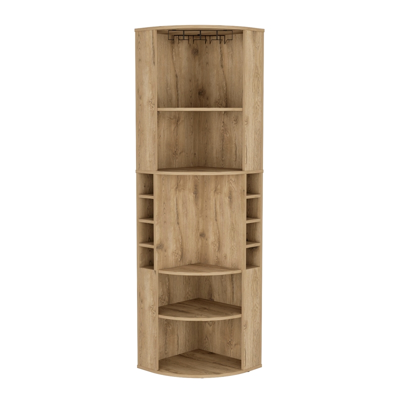 TUHOME Oban Corner Bar Cabinet  Beige Manufactured Wood