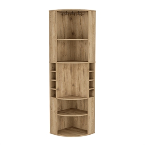TUHOME Oban Corner Bar Cabinet  Beige Manufactured Wood