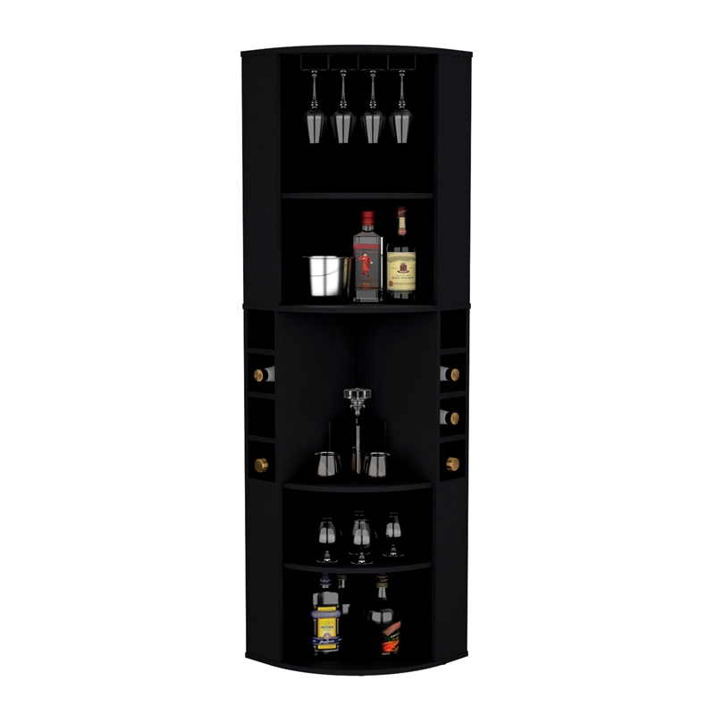 Tuhome Furniture Oban Corner Bar Cabinet Black Engineered Wood