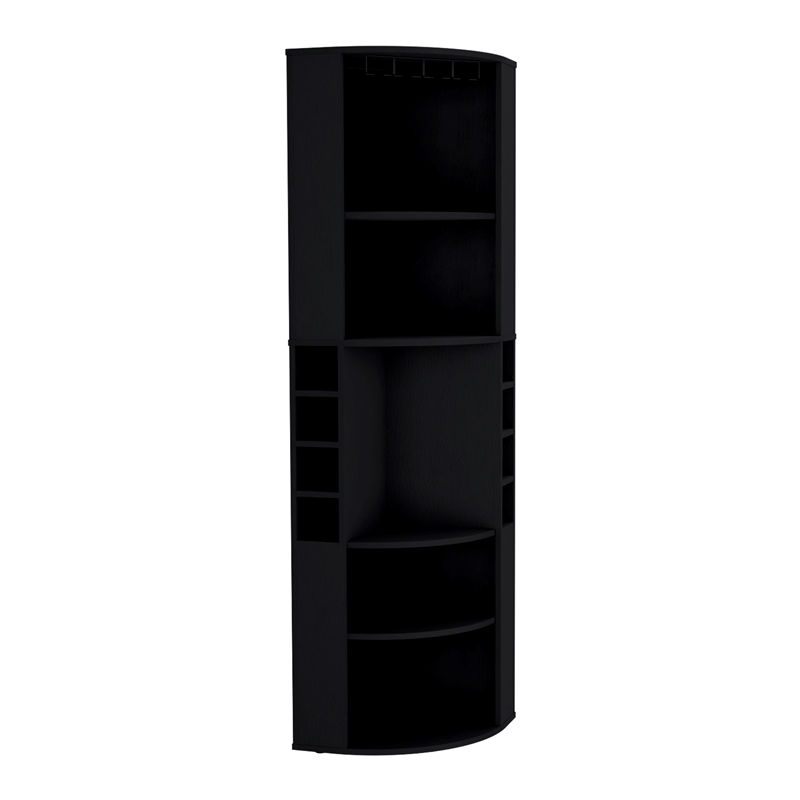 Tuhome Furniture Oban Corner Bar Cabinet Black Engineered Wood