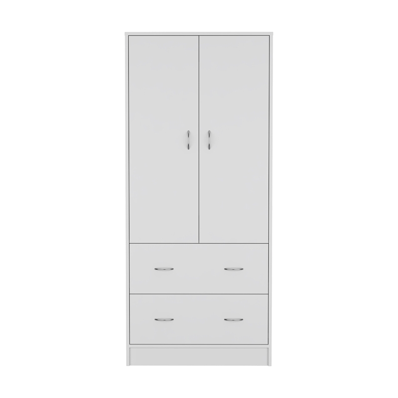 Tuhome Furniture Taly Engineered Wood 2-Doors/2-Drawers Bedroom Armoire in White