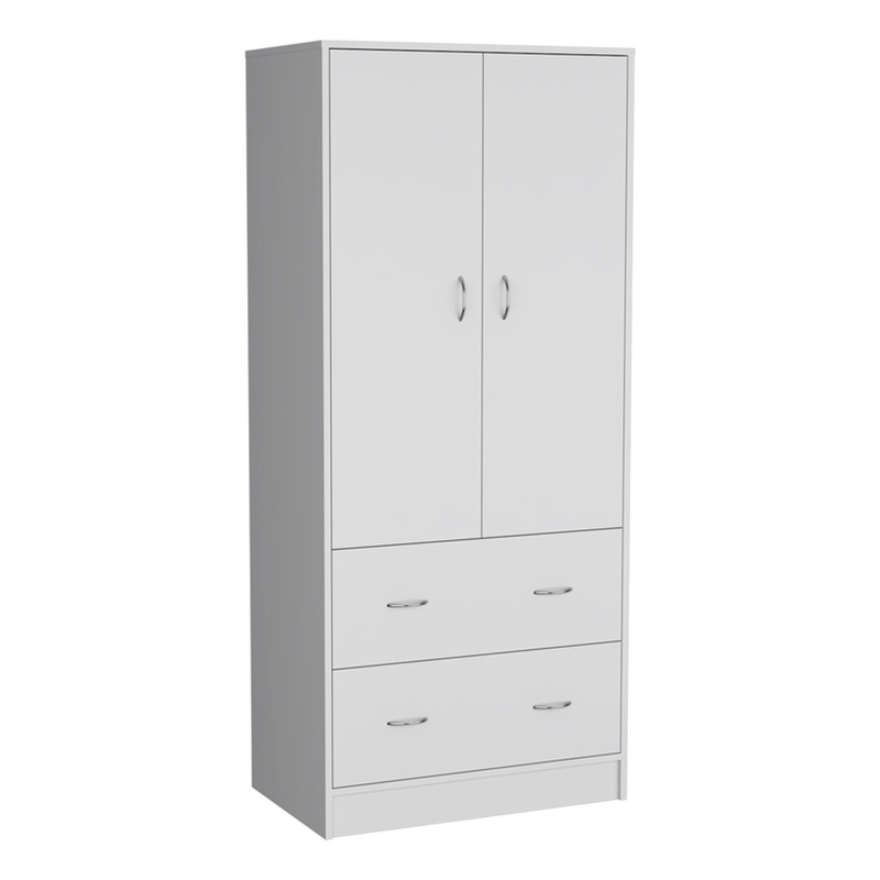 Tuhome Furniture Taly Engineered Wood 2-Doors/2-Drawers Bedroom Armoire in White