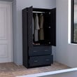 Tuhome Furniture Taly Engineered Wood 2-Doors/2-Drawers Bedroom Armoire in Black