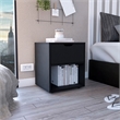 TUHOME Aberdeen Nightstand  Black Engineered Wood 1 drawer