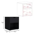 TUHOME Aberdeen Nightstand  Black Engineered Wood 1 drawer
