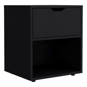 TUHOME Aberdeen Nightstand  Black Engineered Wood 1 drawer