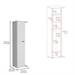 TUHOME Austin Broom Storage Closet White Engineered Wood