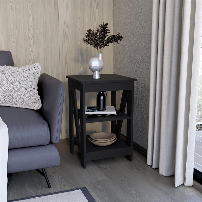 Taylor Side Table  Engineered Wood Black