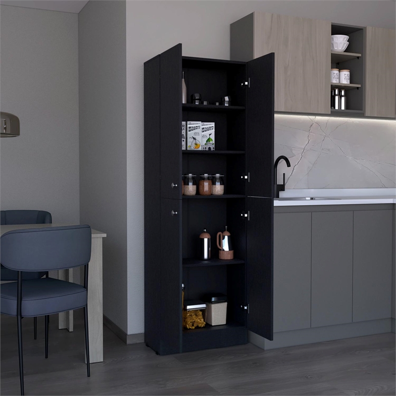 Lynch Pantry Cabinet  Engineered Wood Black
