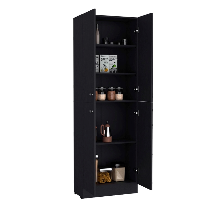 Lynch Pantry Cabinet  Engineered Wood Black