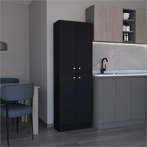 Lynch Pantry Cabinet  Engineered Wood Black