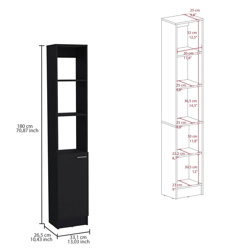 Parks Linen Cabinet  Engineered Wood Black