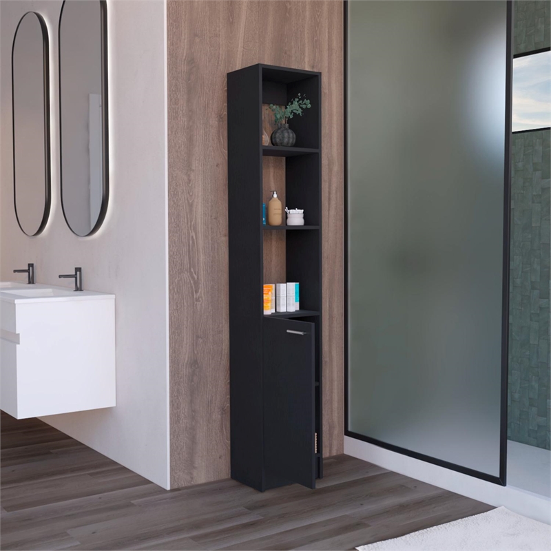Parks Linen Cabinet  Engineered Wood Black