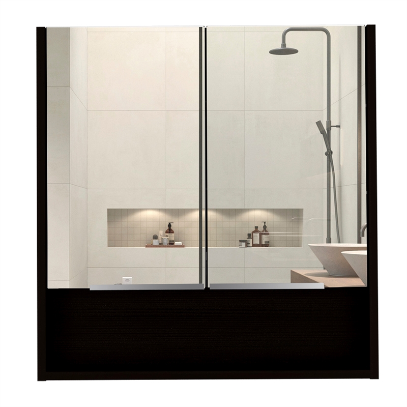 Tuhome Furniture Barre Engineered Wood 2 Piece Bathroom Set in Black