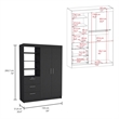 Tuhome Furniture Kenya Engineered Wood 3-Drawers Bedroom Armoire in Black