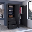 Tuhome Furniture Kenya Engineered Wood 3-Drawers Bedroom Armoire in Black