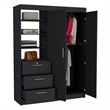 Tuhome Furniture Kenya Engineered Wood 3-Drawers Bedroom Armoire in Black