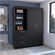 Tuhome Furniture Kenya Engineered Wood 3-Drawers Bedroom Armoire in Black