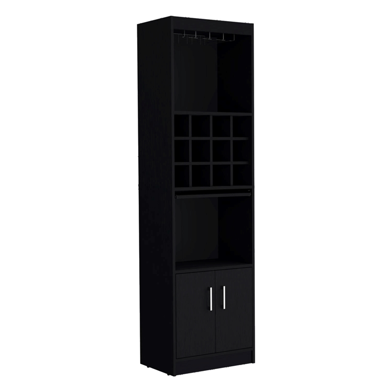 Tuhome Furniture Kevil Bar Cabinet Engineered Wood Black