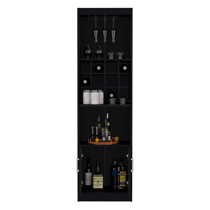 Tuhome Furniture Kevil Bar Cabinet Engineered Wood Black