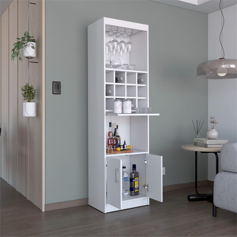 Tuhome Furniture Kevil Bar Cabinet Engineered Wood White