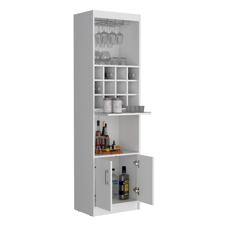 Tuhome Furniture Kevil Bar Cabinet Engineered Wood White