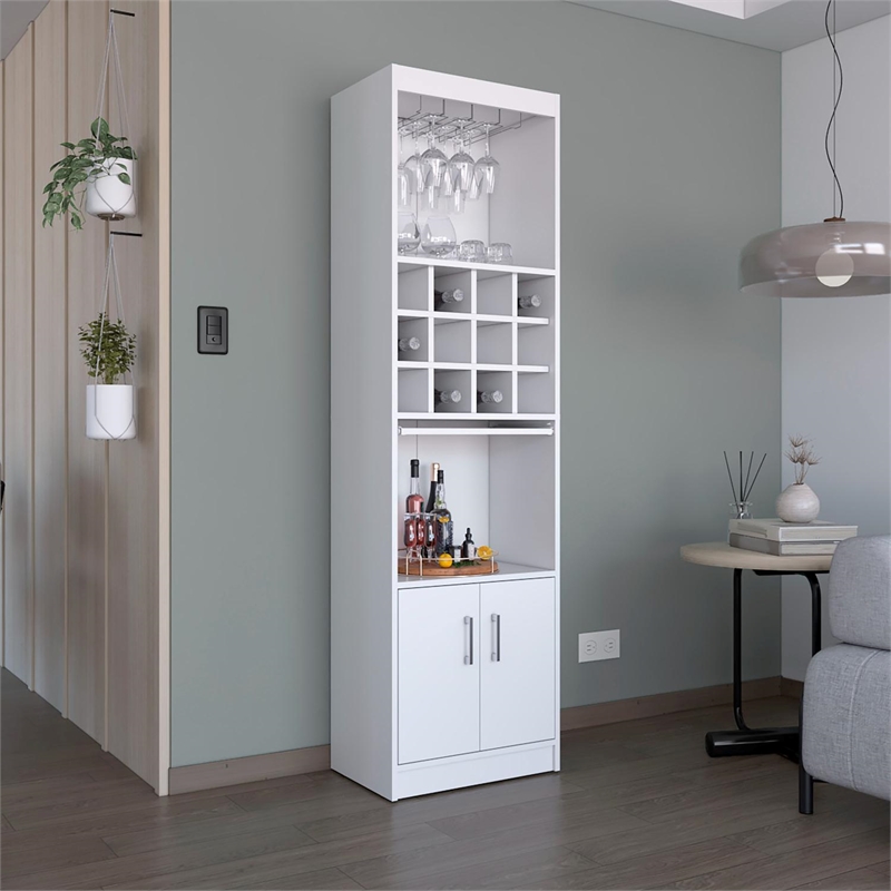 Tuhome Furniture Kevil Bar Cabinet Engineered Wood White