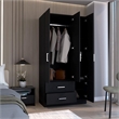 Tuhome Furniture Sebree Engineered Wood 4-Doors Bedroom Armoire in Black