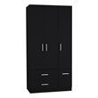Tuhome Furniture Sebree Engineered Wood 4-Doors Bedroom Armoire in Black