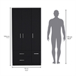 Tuhome Furniture Sebree Engineered Wood 4-Doors Bedroom Armoire in Black