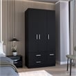 Tuhome Furniture Sebree Engineered Wood 4-Doors Bedroom Armoire in Black