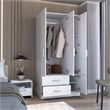 Tuhome Furniture Sebree Engineered Wood 4-Doors Bedroom Armoire in White