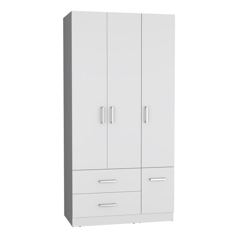 Tuhome Furniture Sebree Engineered Wood 4-Doors Bedroom Armoire in White