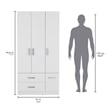Tuhome Furniture Sebree Engineered Wood 4-Doors Bedroom Armoire in White