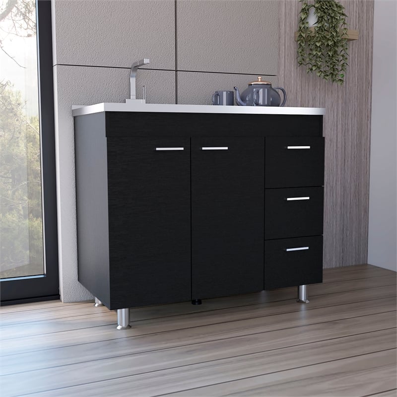 Ferreti Utility Sink Engineered Wood Black