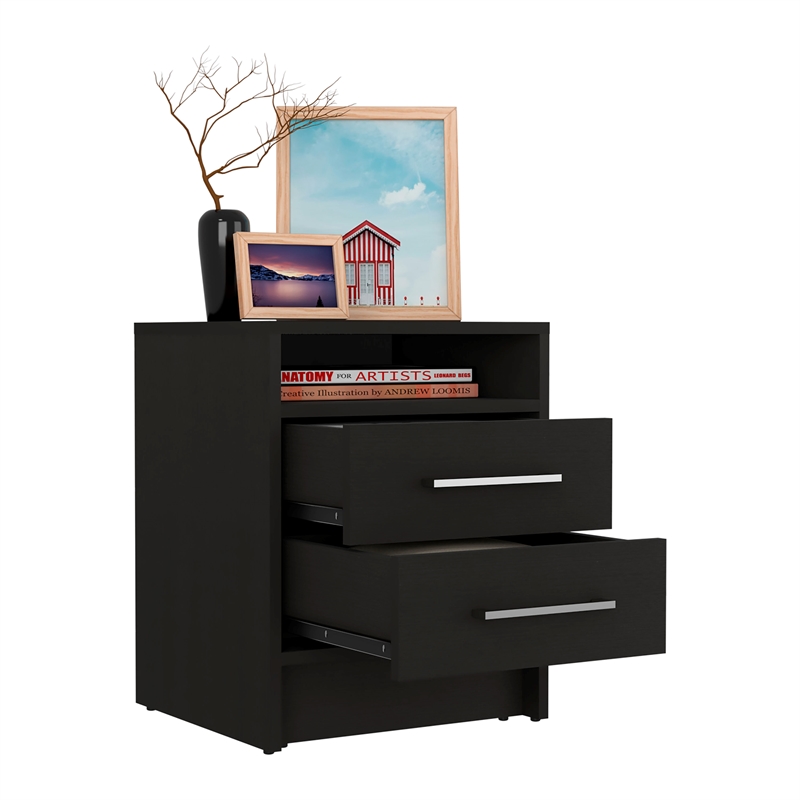 Greter Nightstand Engineered Wood Black