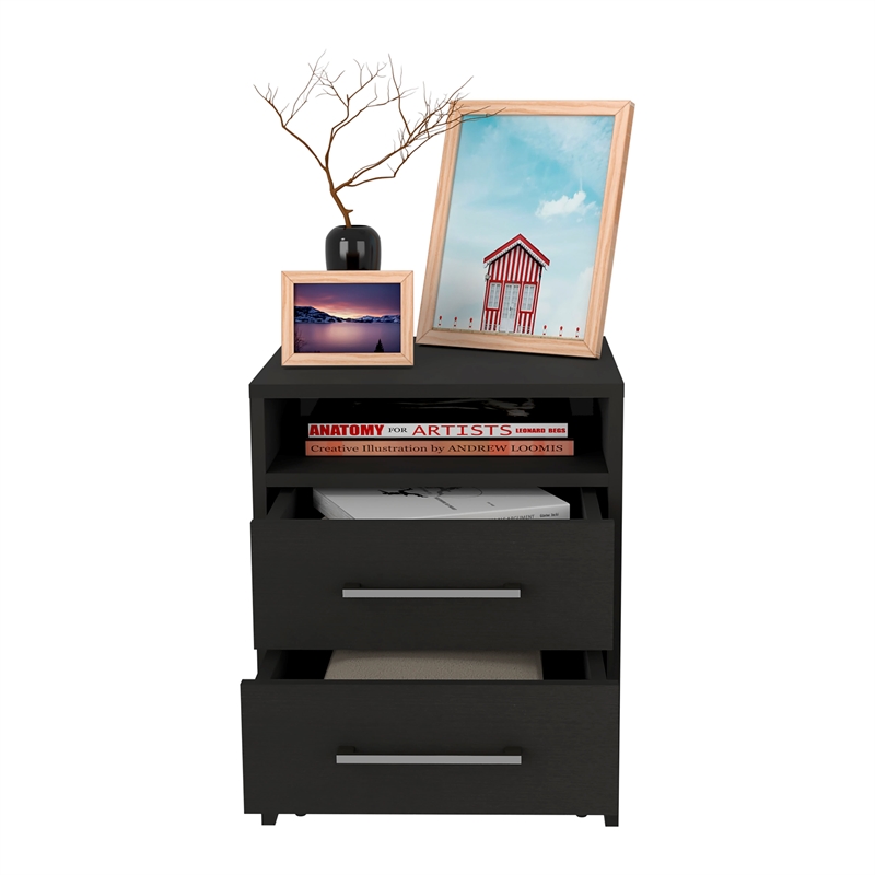 Greter Nightstand Engineered Wood Black