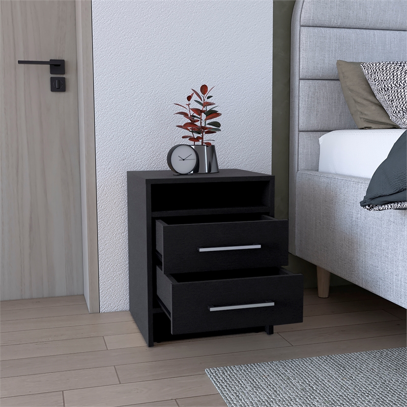 Greter Nightstand Engineered Wood Black