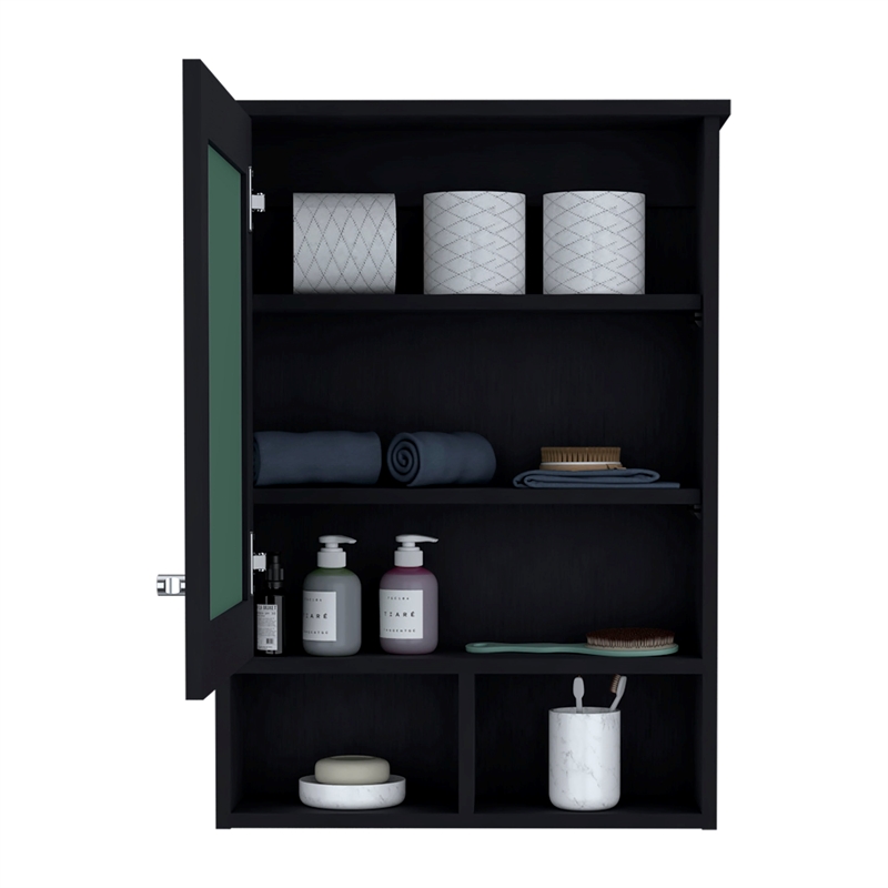 Vina Medicine Cabinet Engineered Wood Black