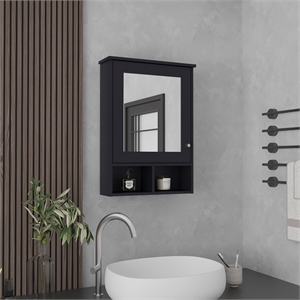 Vina Medicine Cabinet Engineered Wood Black
