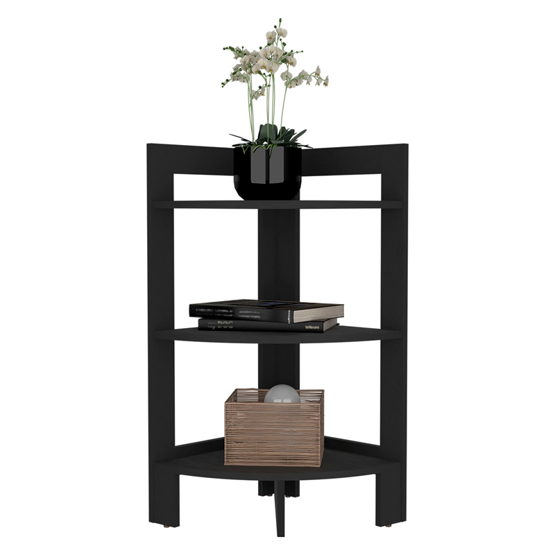 Riga Corner Side Table Engineered Wood Black