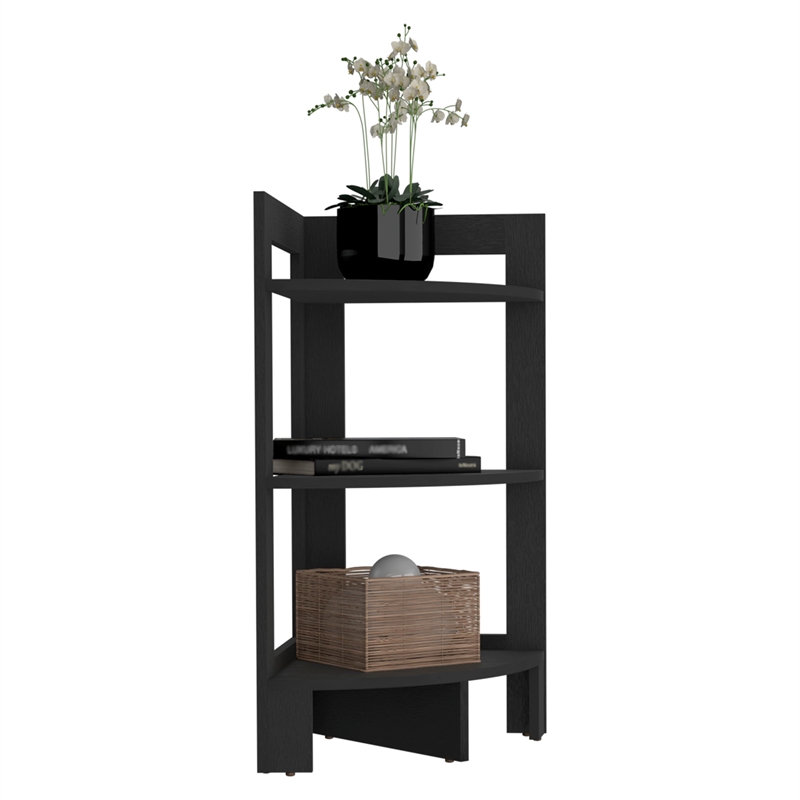 Riga Corner Side Table Engineered Wood Black