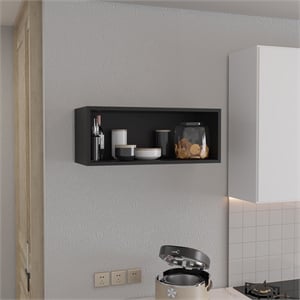 Wally 30&quot Wide x 12&quotH  Wall Cabinet Black Engineered Wood Dark Wengue