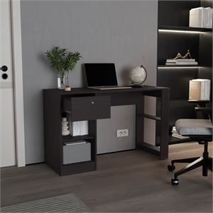 120-Home One Drawer Desk Black Engineered Wood White
