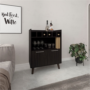 Vance 40&quot High Bar Cabinet Dark Wengue Engineered Wood Natural Oak - Black